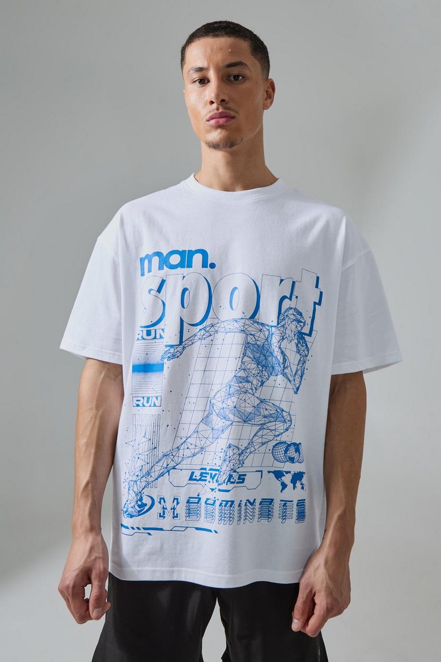 Oversize T-Shirt mit Active Print, White