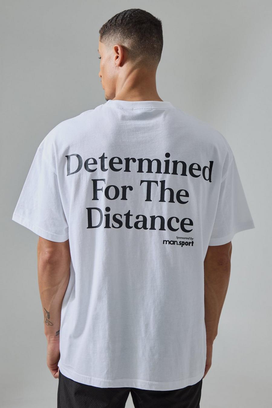T-shirt oversize con grafica di slogan Active, White