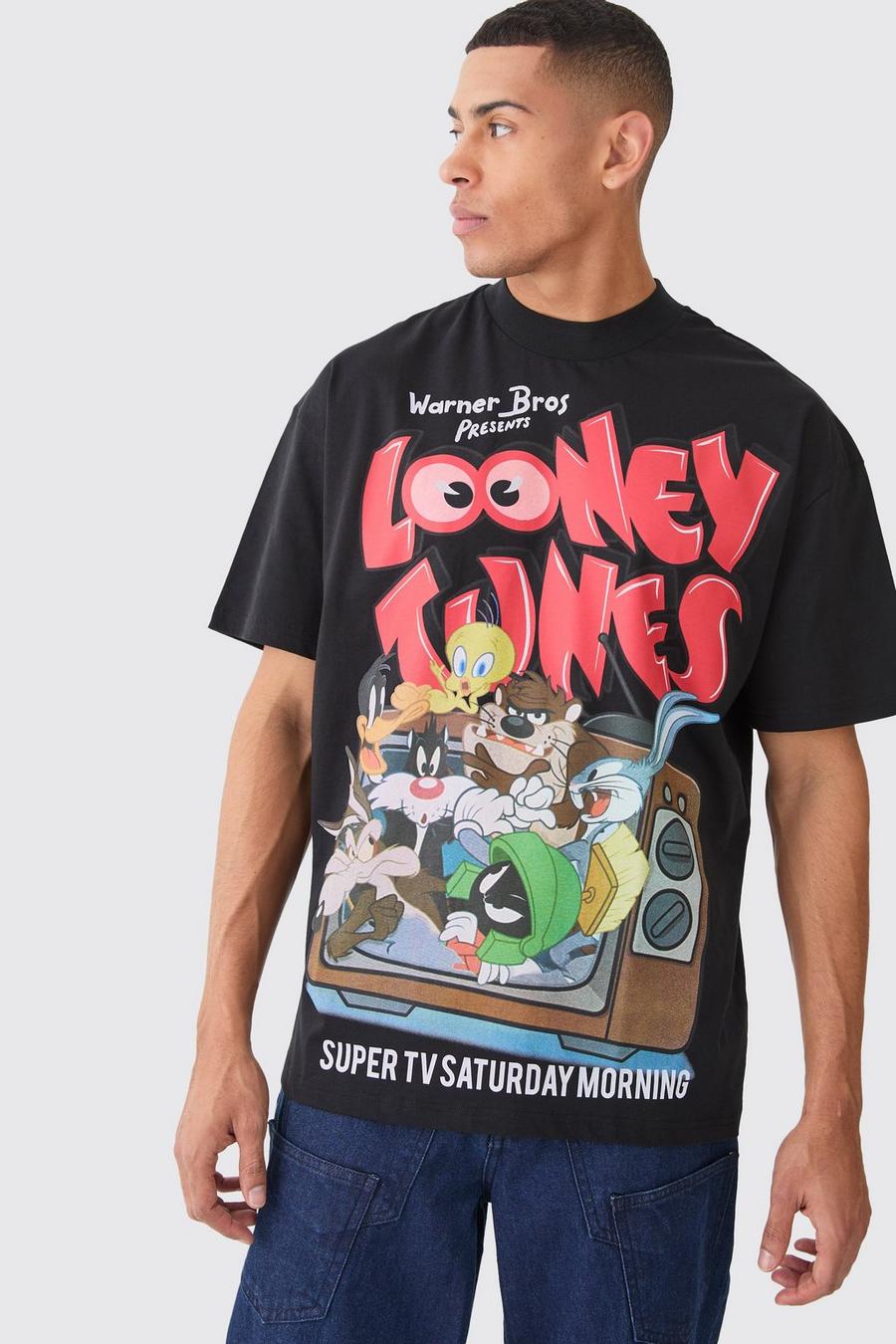 Black Oversized Looney Tunes Large Scale License T-shirt