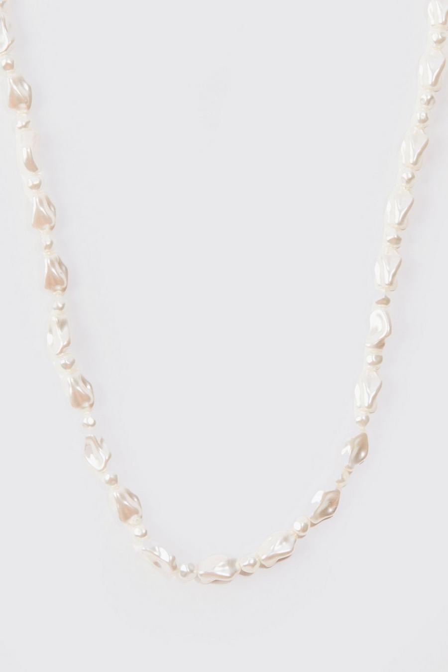 Collana di perline bianca lucida, White