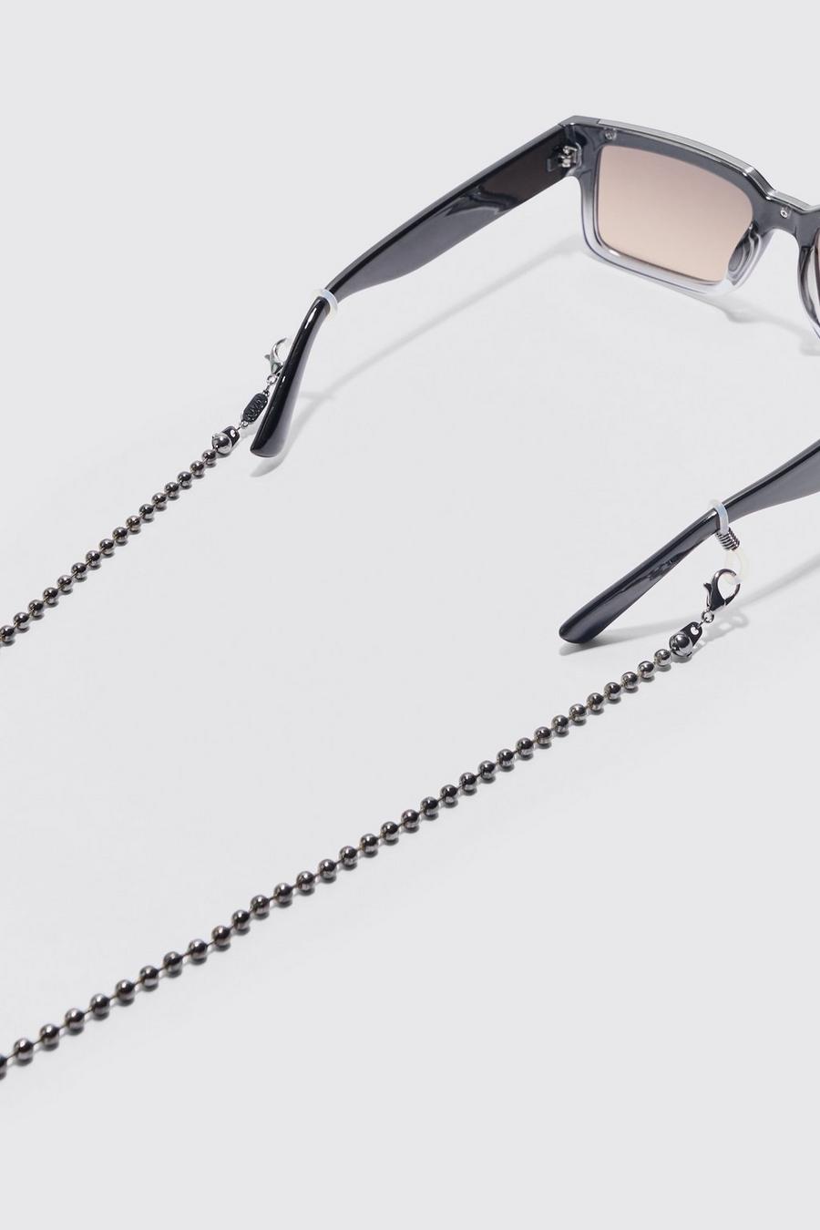 Gun metal Metal Beaded Sunglasses Chain In Gunmetal