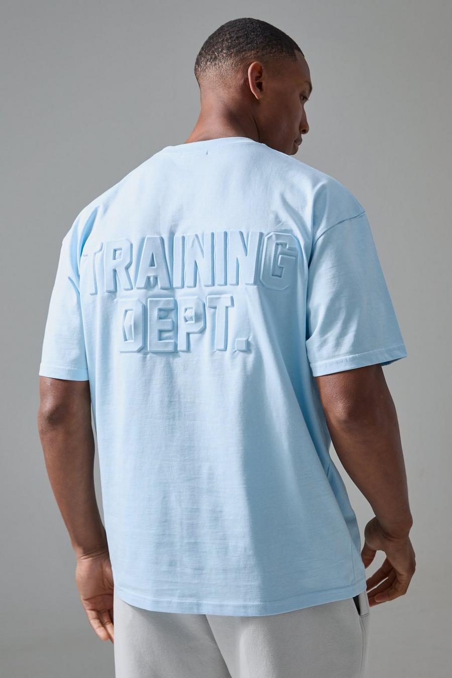 Oversize Man Active T-Shirt mit Training Dept Print, Blue image number 1