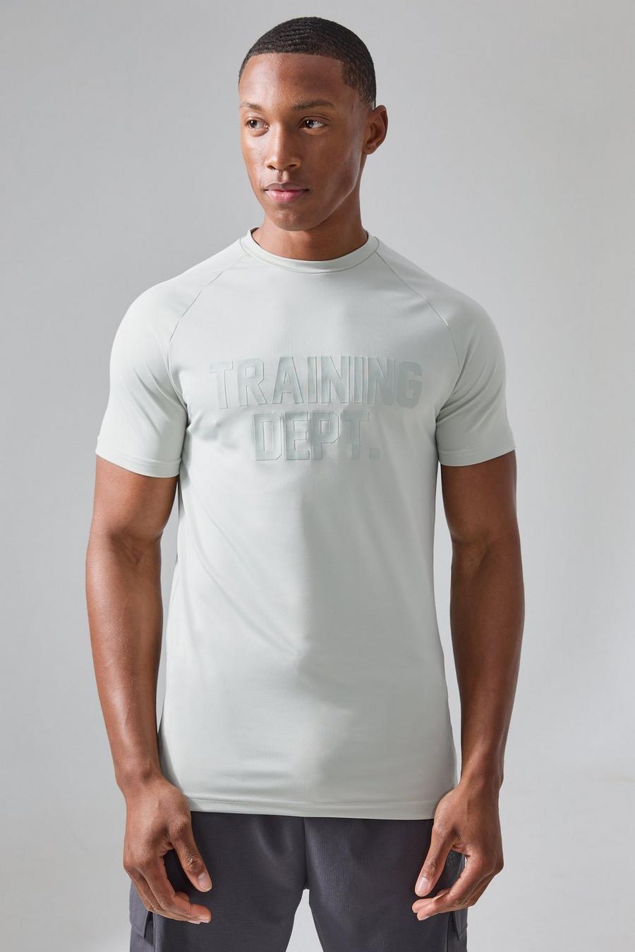 T-shirt de sport moulant à slogan Active Training, Stone