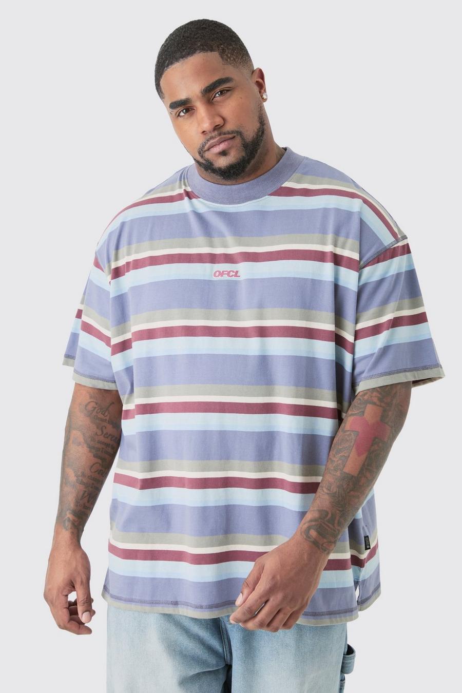 Grande taille - T-shirt oversize à rayures - Ofcl, Blue