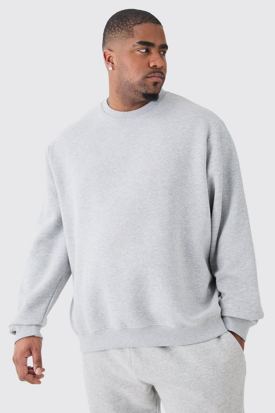 Grey marl Plus Basic Sweatshirt i gråmelerad färg