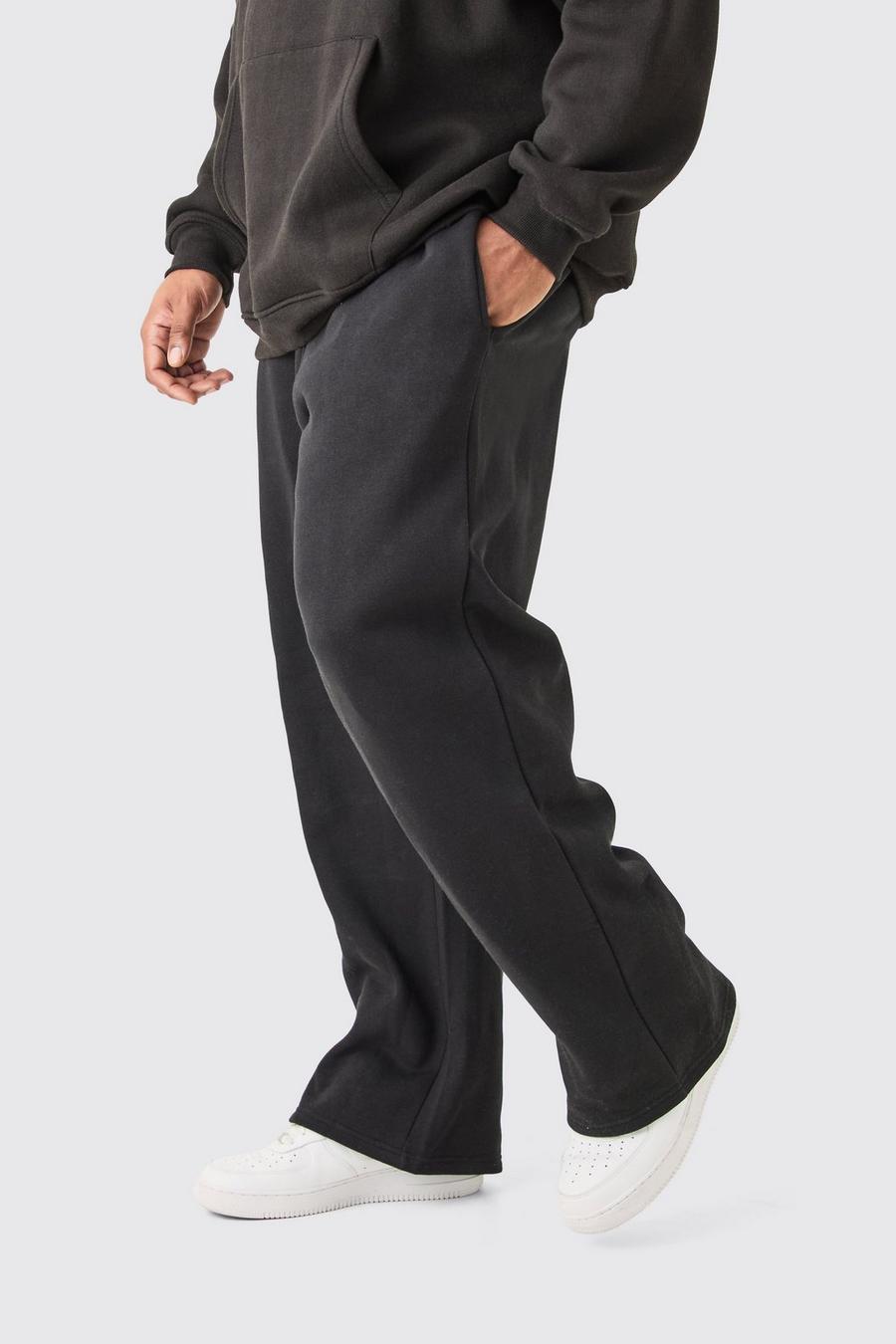 Pantaloni tuta Plus Size Basic rilassati neri, Black
