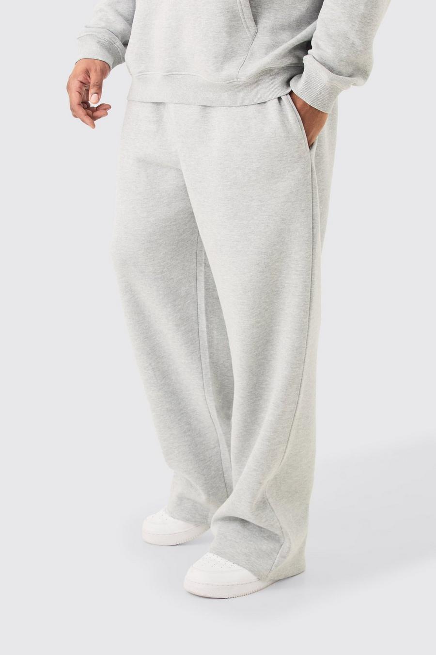Pantaloni tuta Plus Size Basic rilassati in mélange grigio, Grey marl