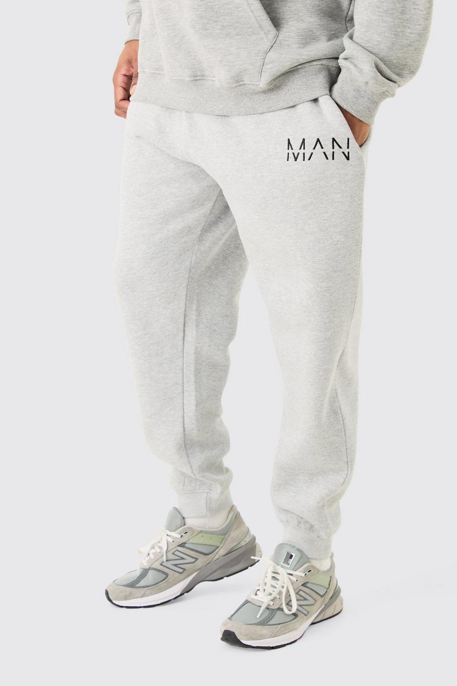 Pantalón deportivo Plus ajustado con letras MAN en gris jaspeado image number 1