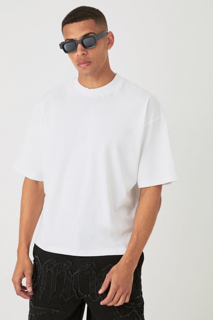 White Oversize t-shirt i tjockt tyg image number 1