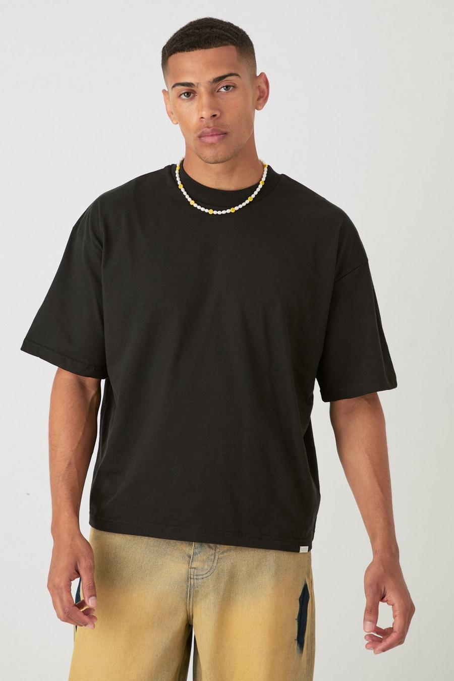 Black Oversized Boxy Heavyweight T-shirt image number 1