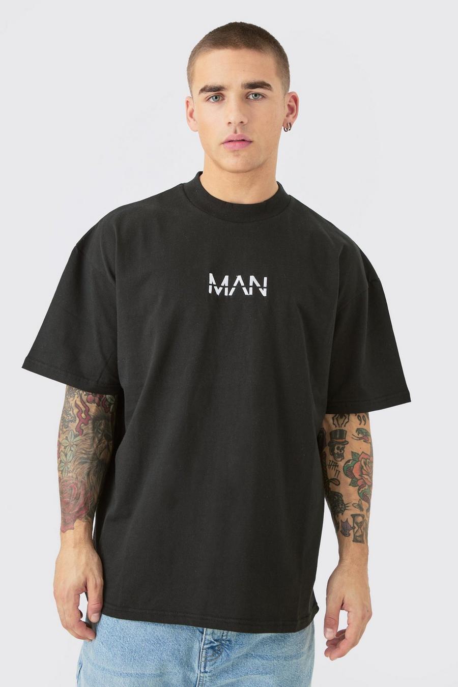 T-shirt épais oversize à logo - MAN, Black