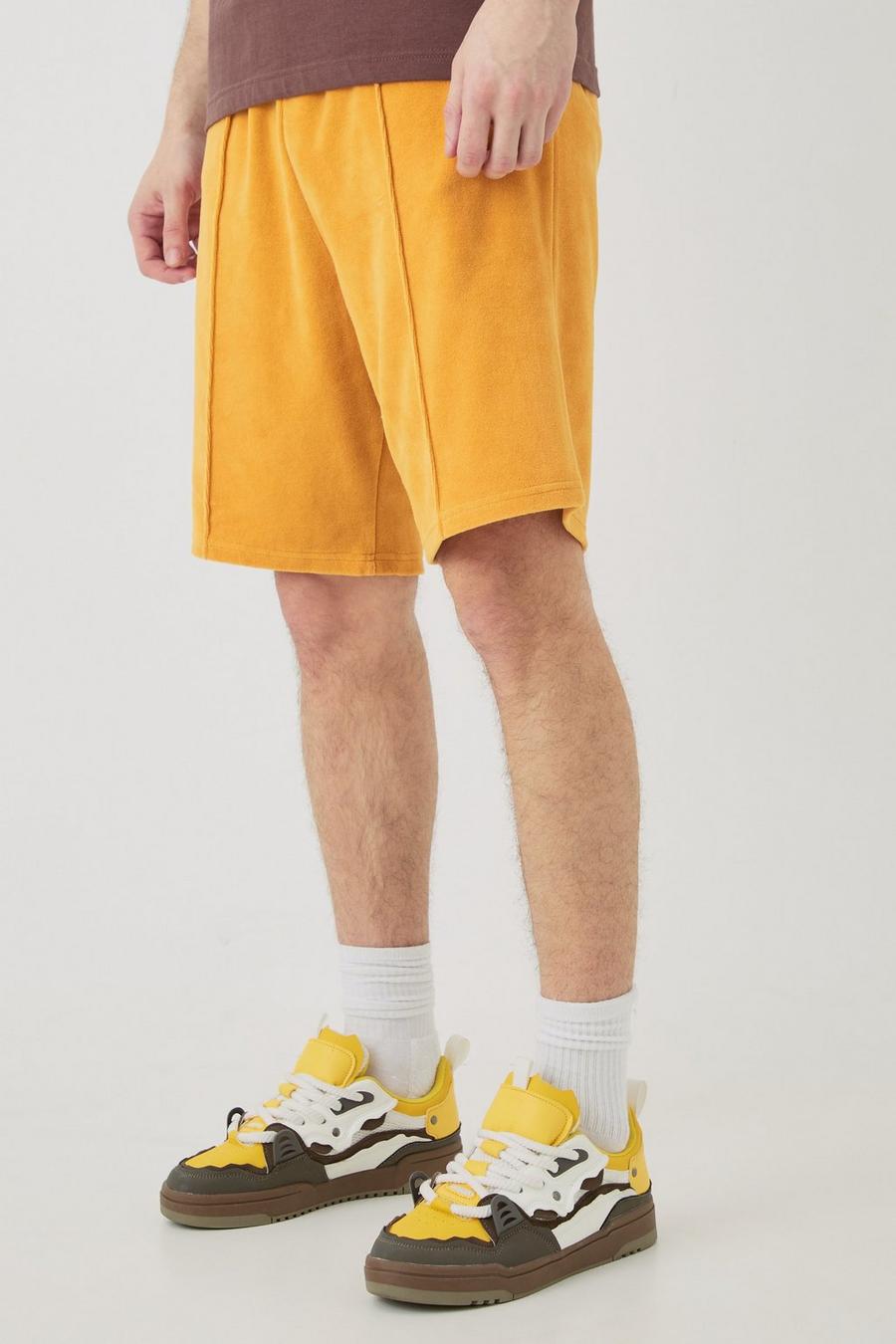 Tall Velour-Shorts mit elastischem Bund, Brown