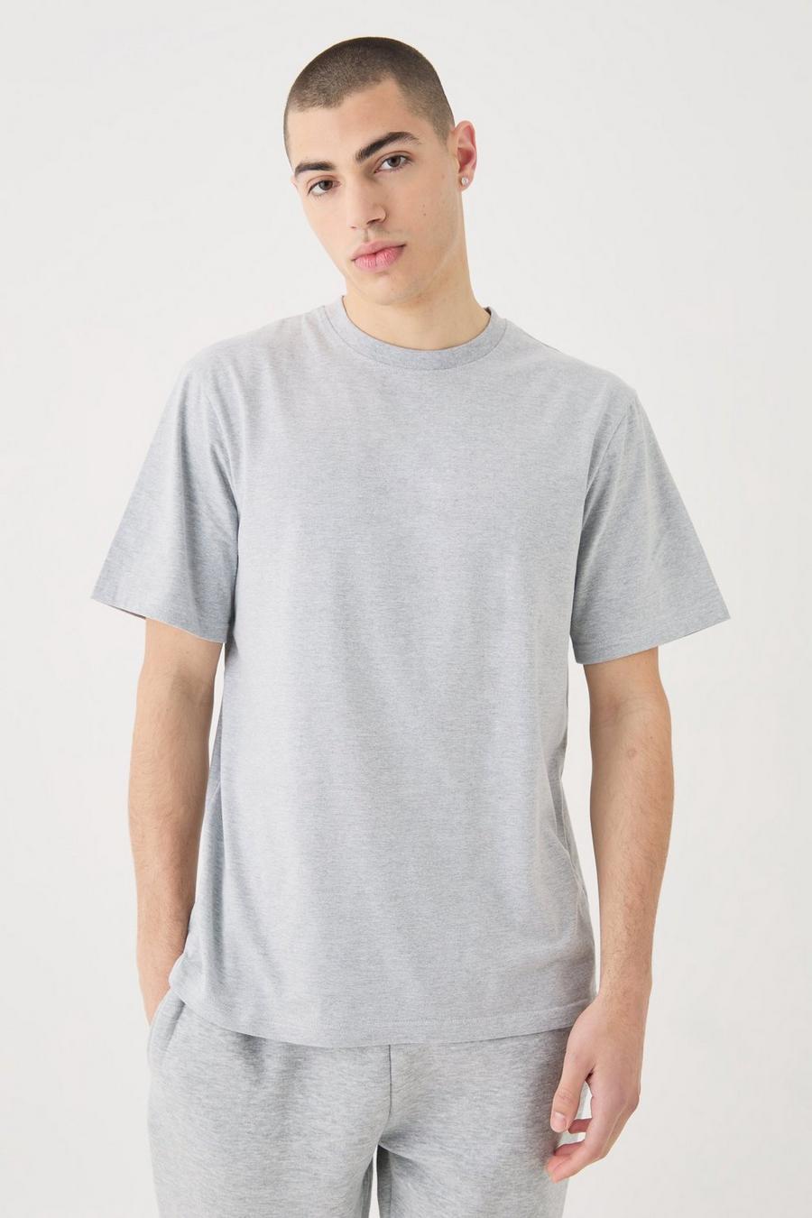 Grey marl Basic T-shirt med rund hals