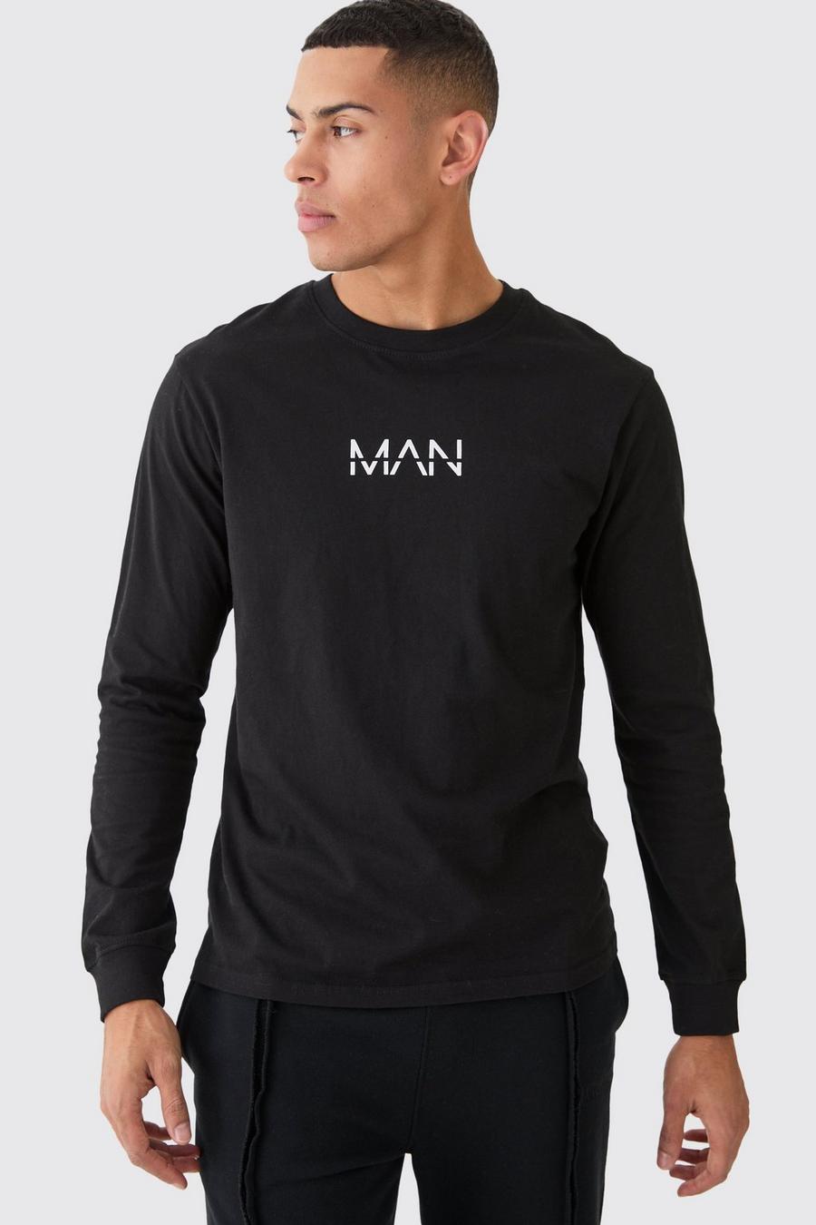 Camiseta MAN básica de manga larga, Black image number 1