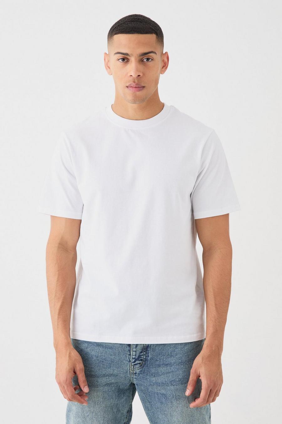 Camiseta básica con cuello de caja, White