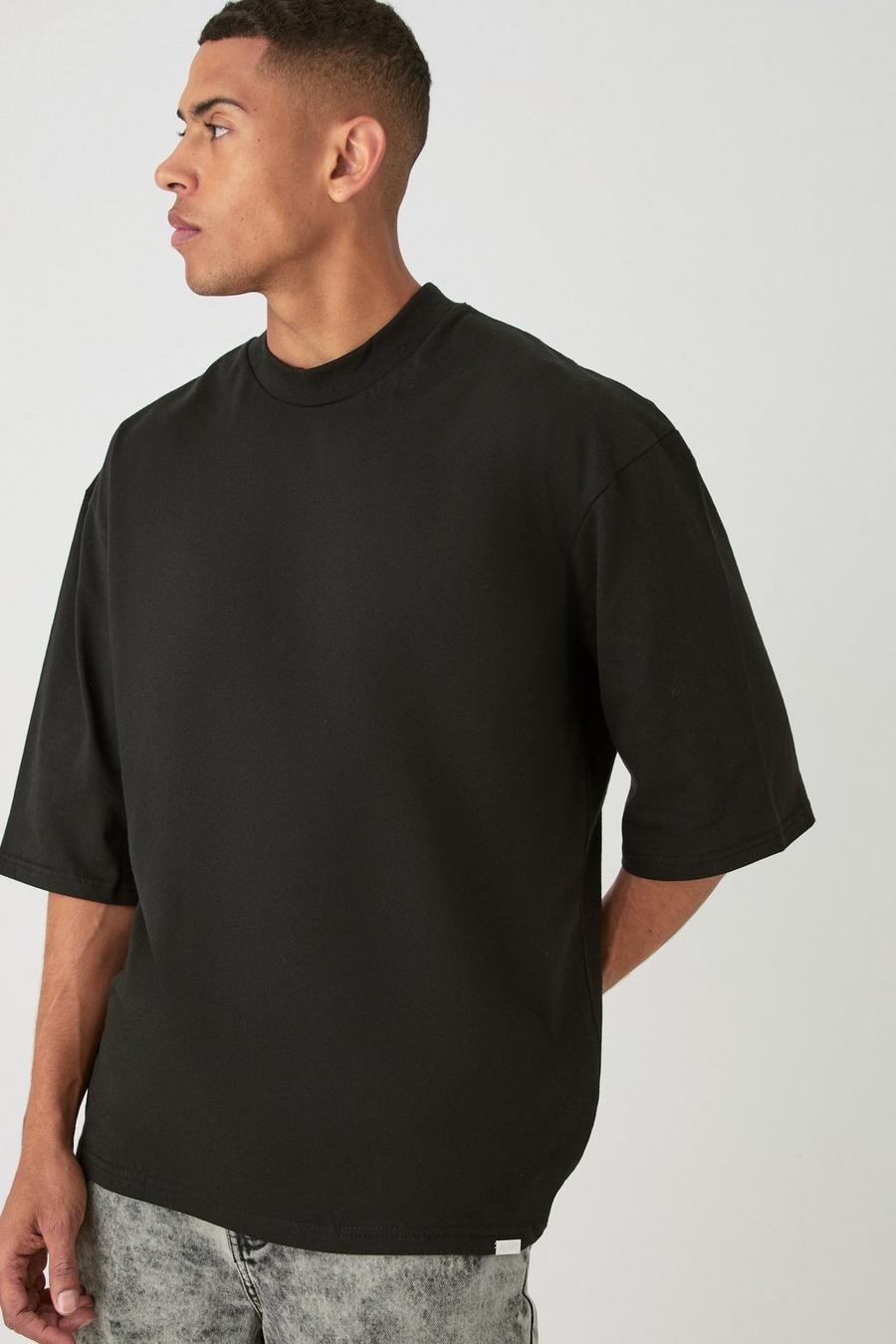Black Oversized Dik T-Shirt Met Halve Mouwen