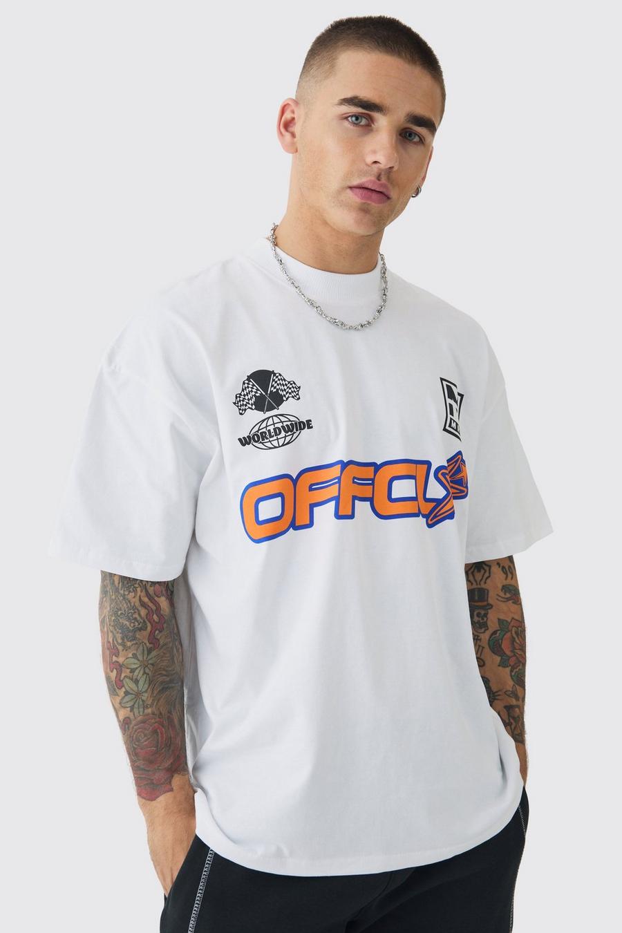 Camiseta oversize con estampado gráfico Ofcl, White image number 1