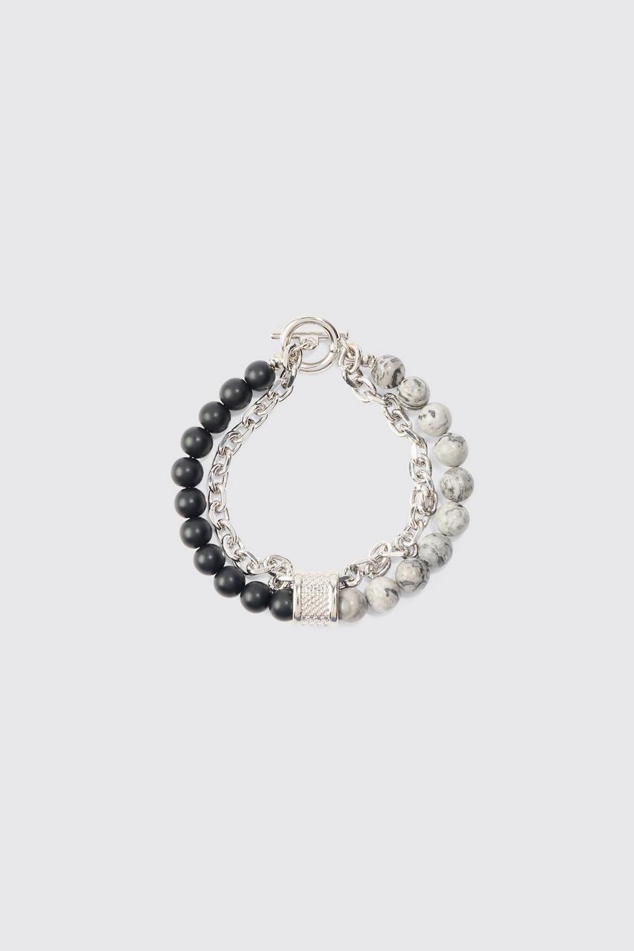 Bracciale con perline spesse color nero, Black