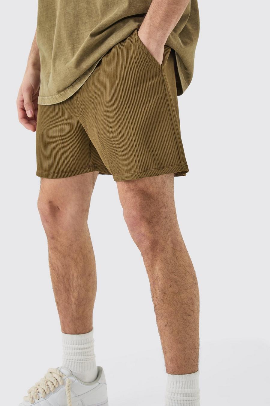 Chocolate Pleated Drawcord Shorts