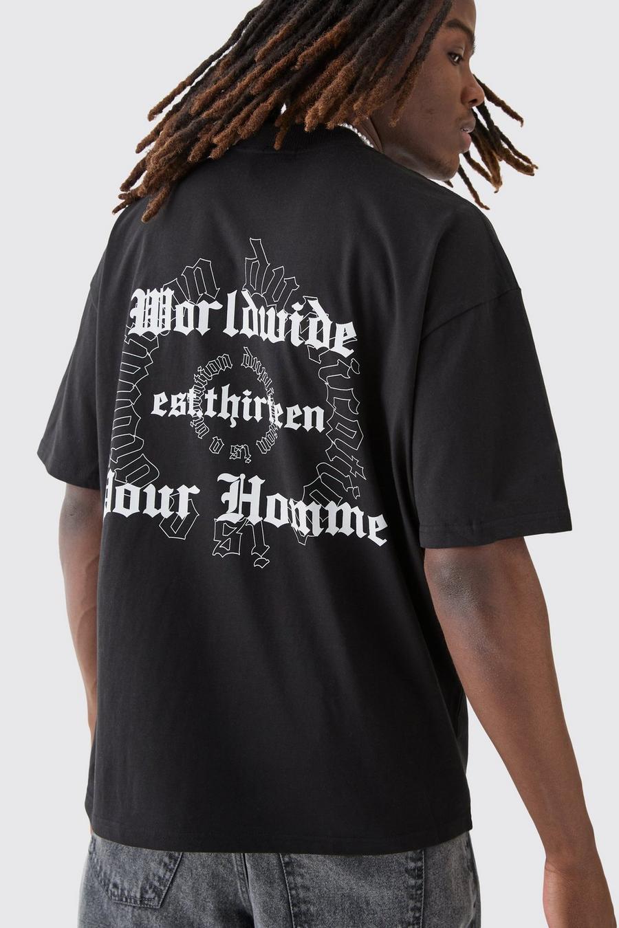 T-shirt oversize con grafica Worldwide, Black
