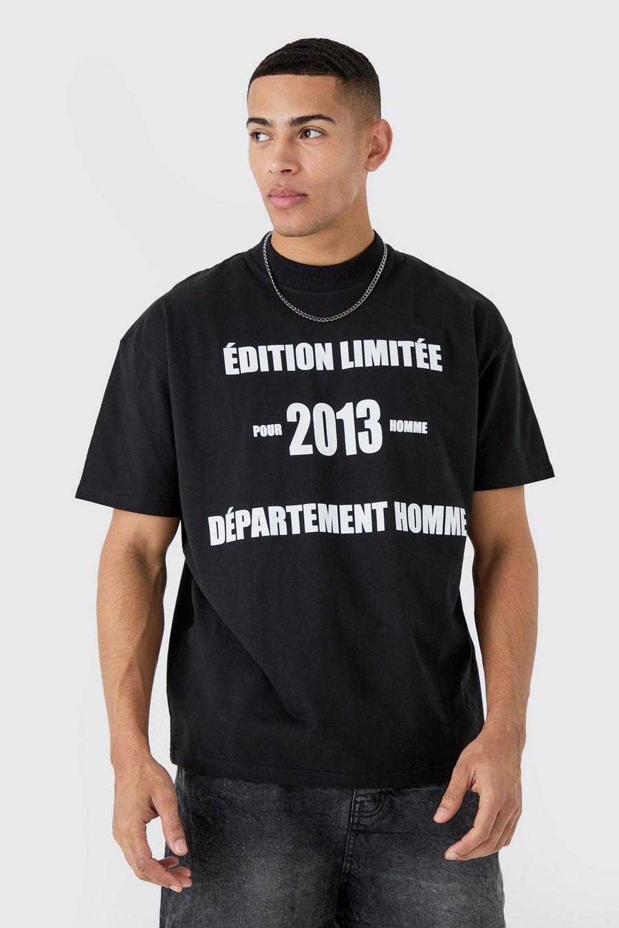 Oversize T-Shirt mit Slogan, Black image number 1