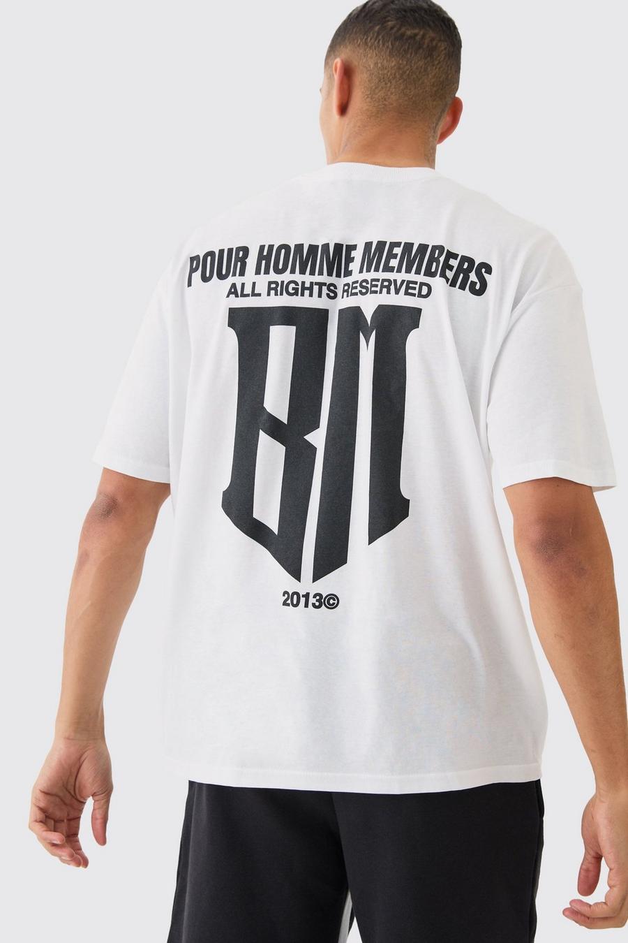 Camiseta oversize con estampado gráfico sobreteñido BM, White