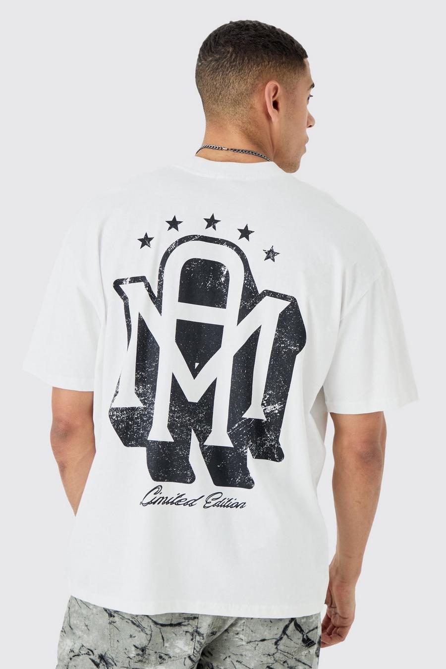 Camiseta oversize con estampado gráfico MAN, White image number 1