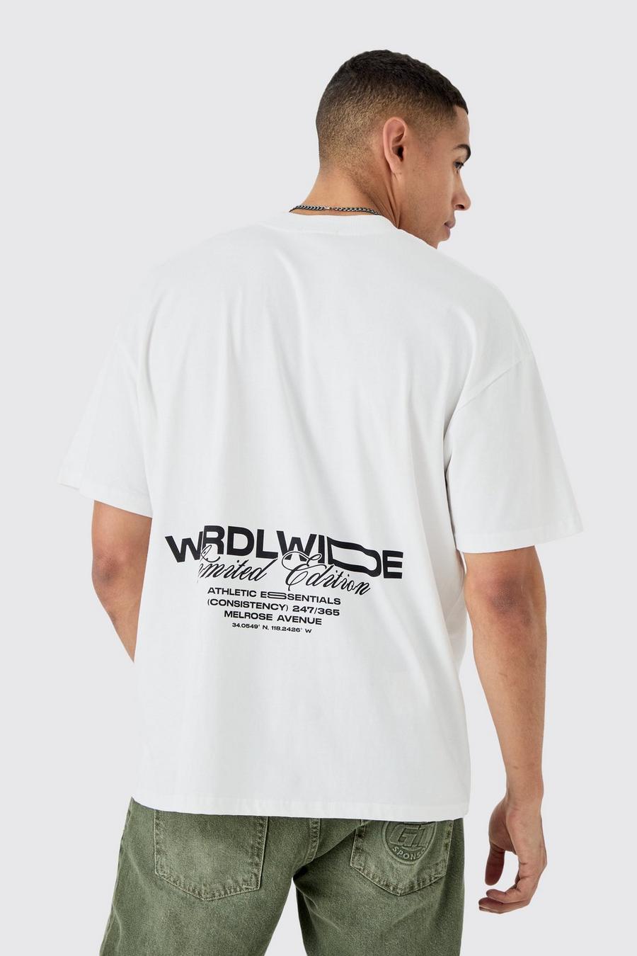 White Oversize t-shirt med grafiskt tryck image number 1