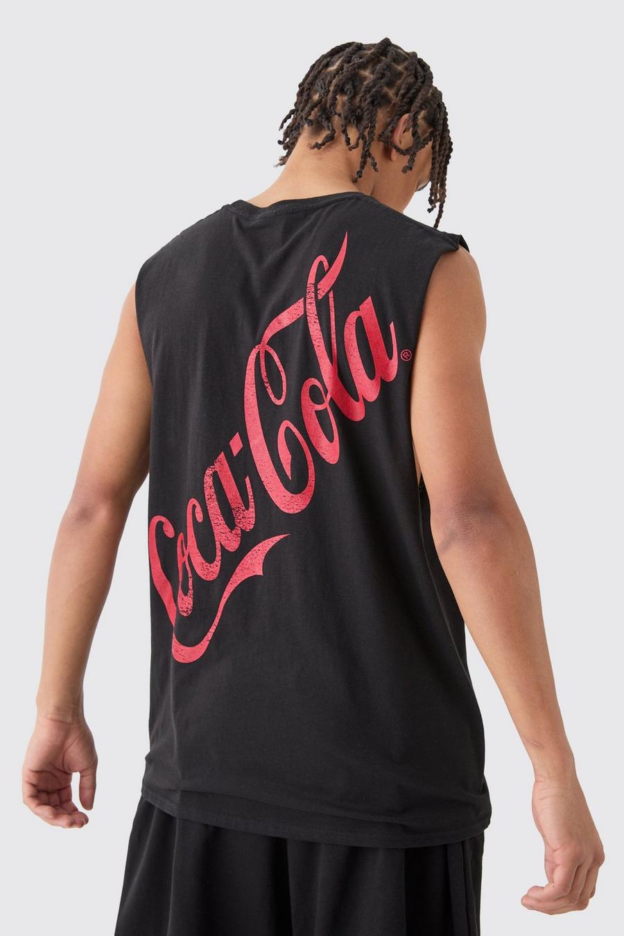 Camiseta sin mangas oversize con estampado de Coca Cola, Black