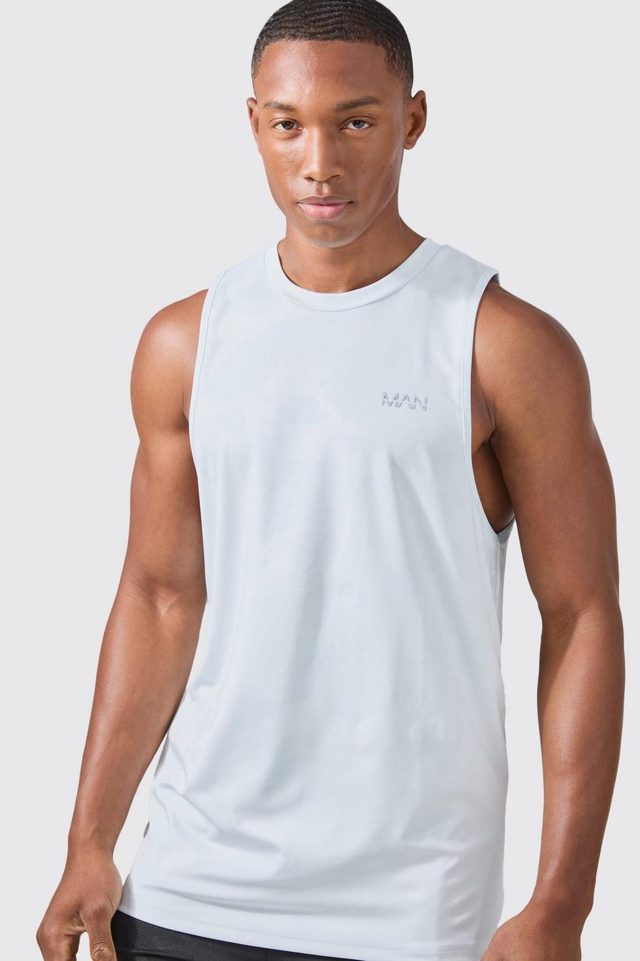 Man Active Camouflage Performance Tanktop, Blue image number 1