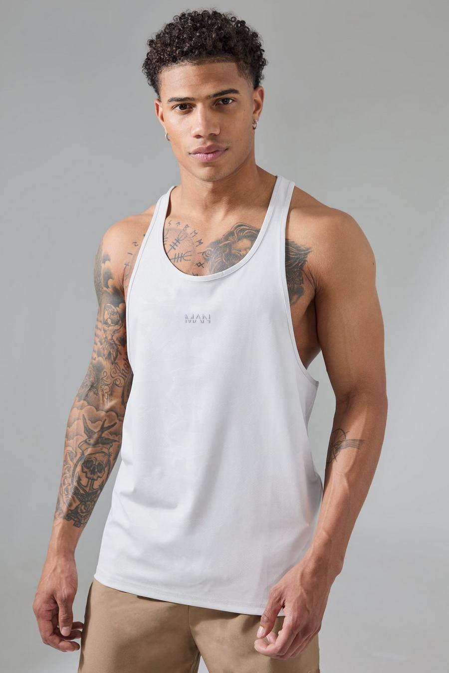 Man Active Camouflage Performance Tanktop, Grey image number 1