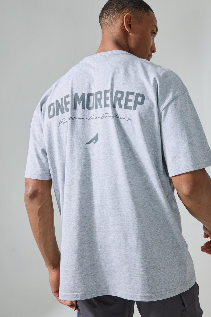 Camiseta MAN Active oversize con estampado One More Rep, Grey marl