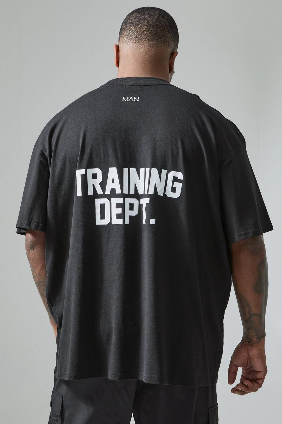 T-shirt Plus Size Active Training Dept. con girocollo esteso, Black