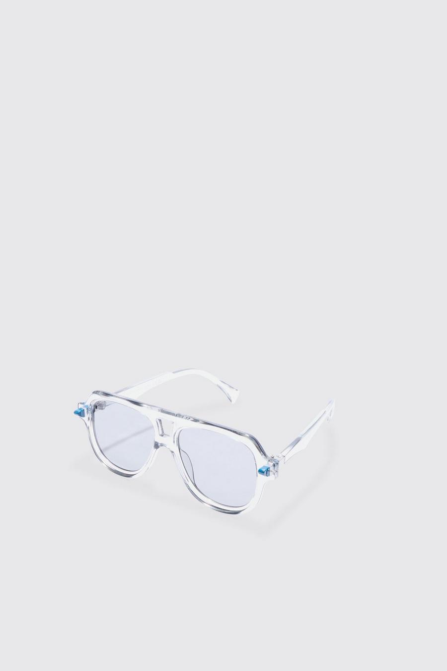 Plastic Aviator Sunglasses In Grey