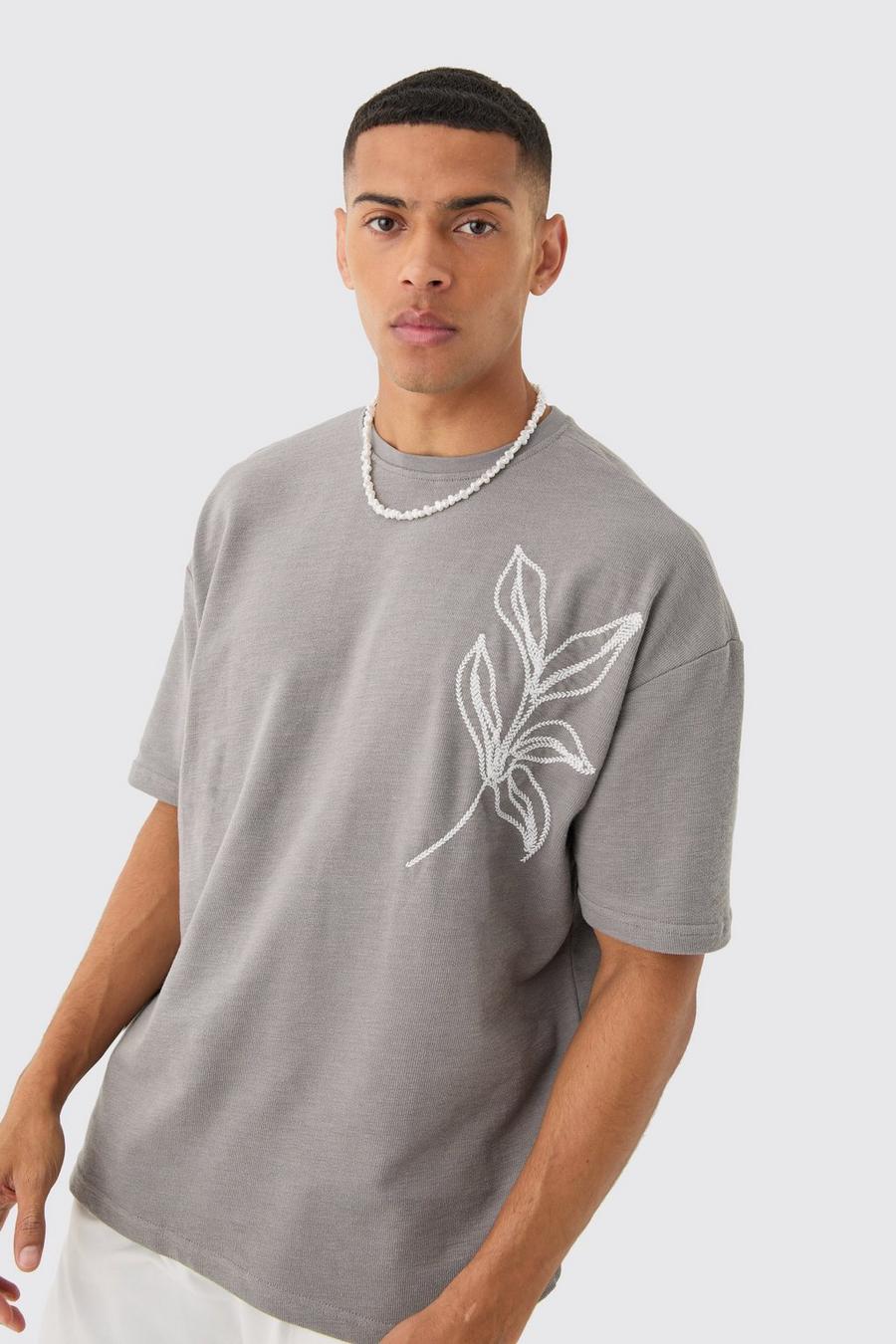 Charcoal Oversize t-shirt med brodyr