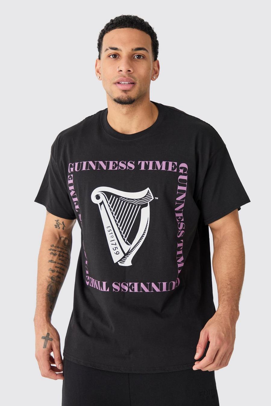 Oversize T-Shirt mit lizenziertem Guinness Print, Black