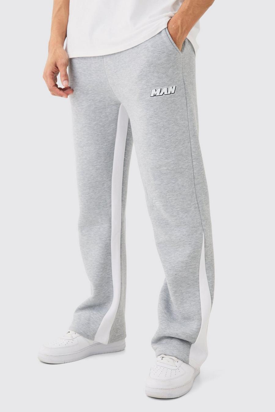 Pantalón deportivo MAN con costuras en contraste y refuerzos, Grey marl