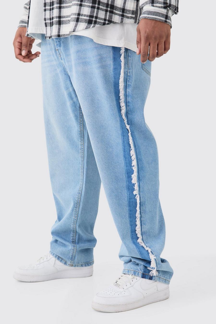 Jeans dritti Plus Size con fondo sfilacciato, Light wash