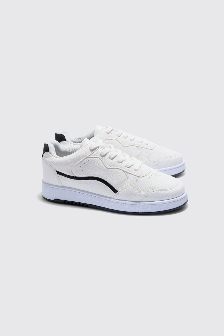 Chunky Sole Detail Panel Trainers In White image number 1