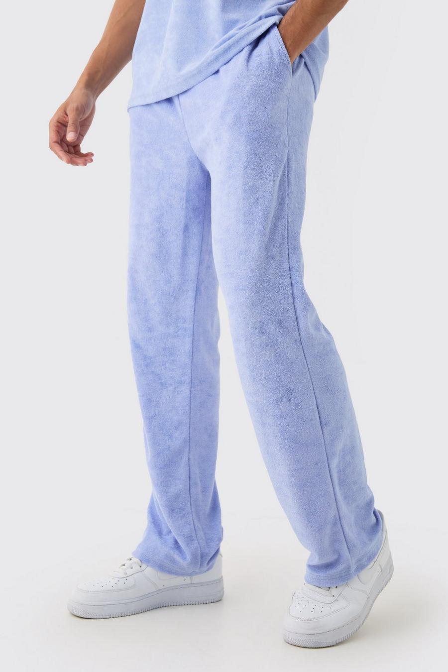 Dusty blue Relaxed Fit Towelling Joggers image number 1
