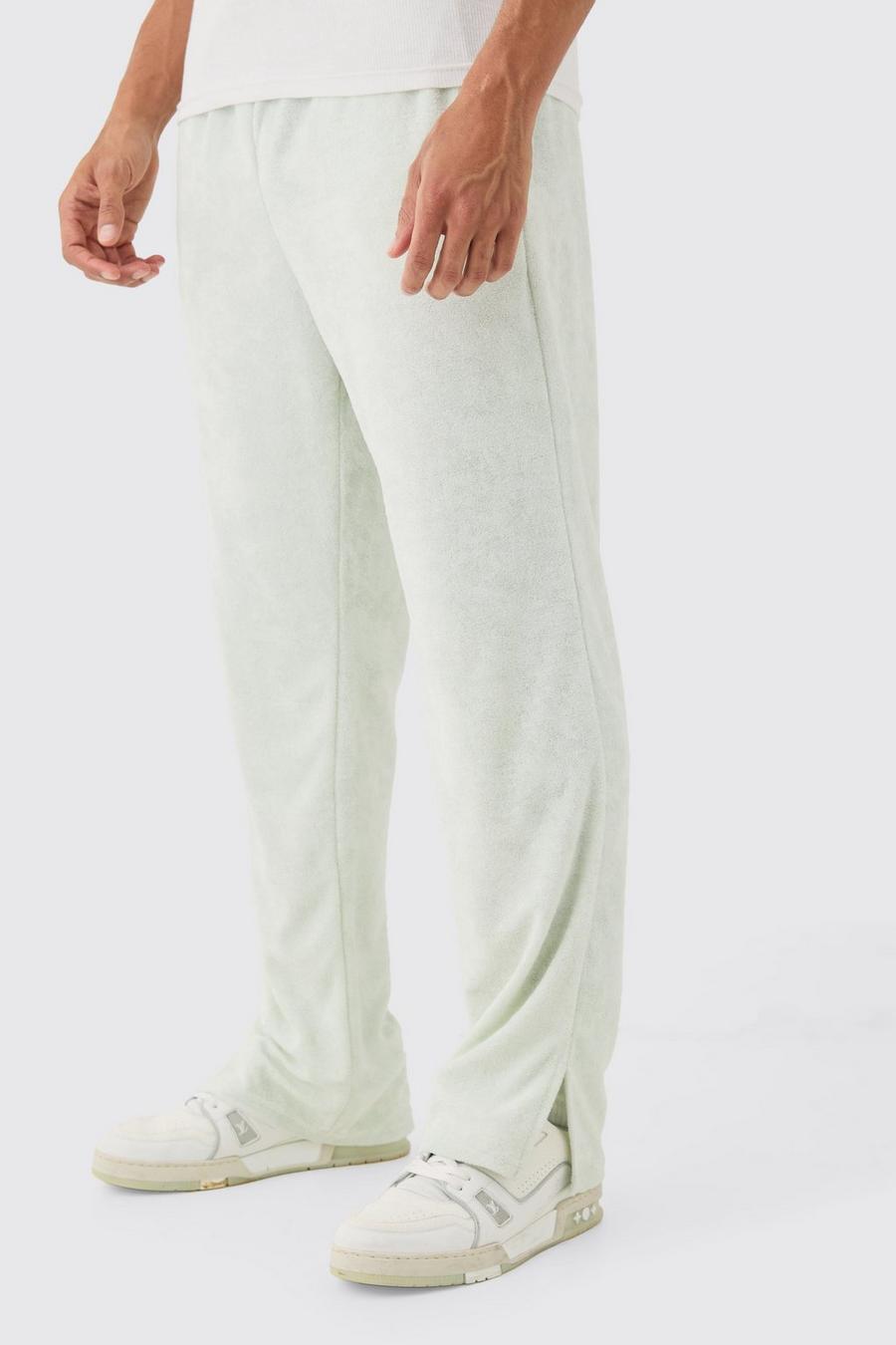Pantaloni tuta Regular Fit in spugna con spacco sul fondo, Pale green