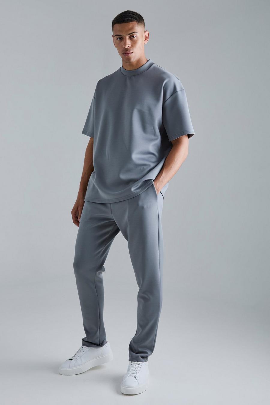 Oversize Scuba T-Shirt & Jogginghose, Charcoal
