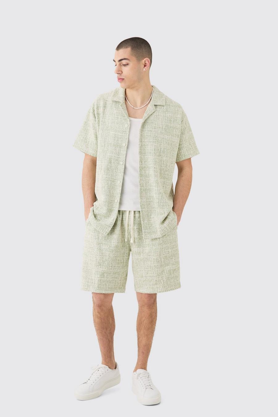 Oversize Bouclee-Hemd & Shorts, Green
