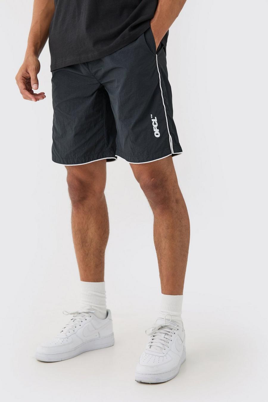 Black Piped Runner Short