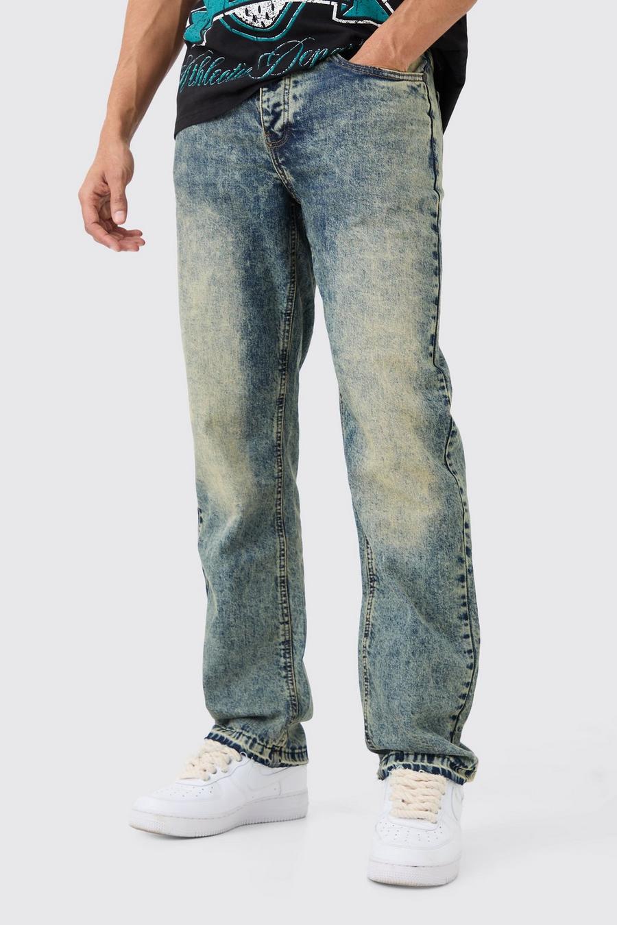 Relaxed Rigid Green Tinted Jean With Let Down Hem image number 1
