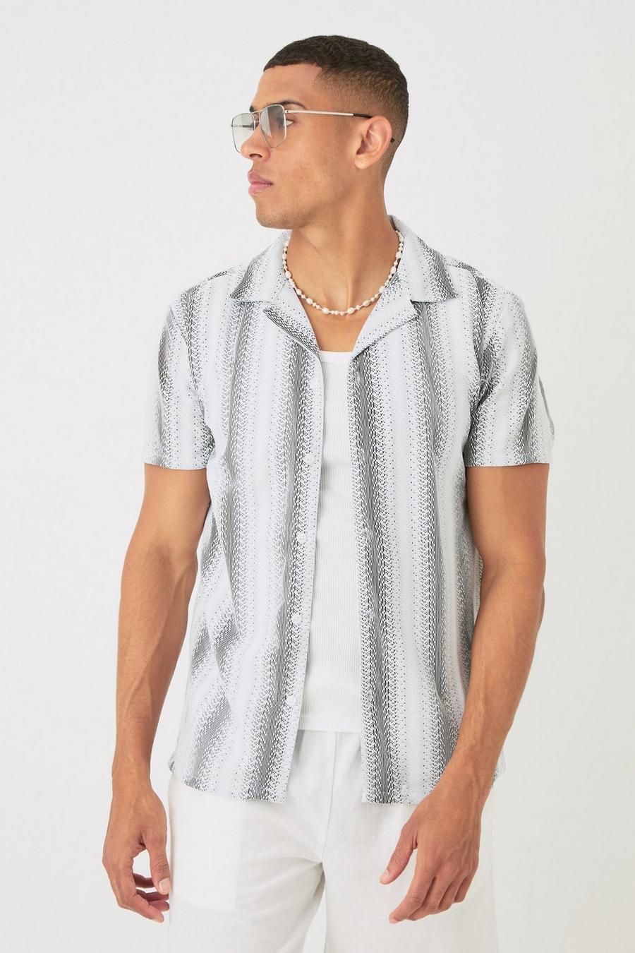Open Stitch Sheer Stripe Shirt , White