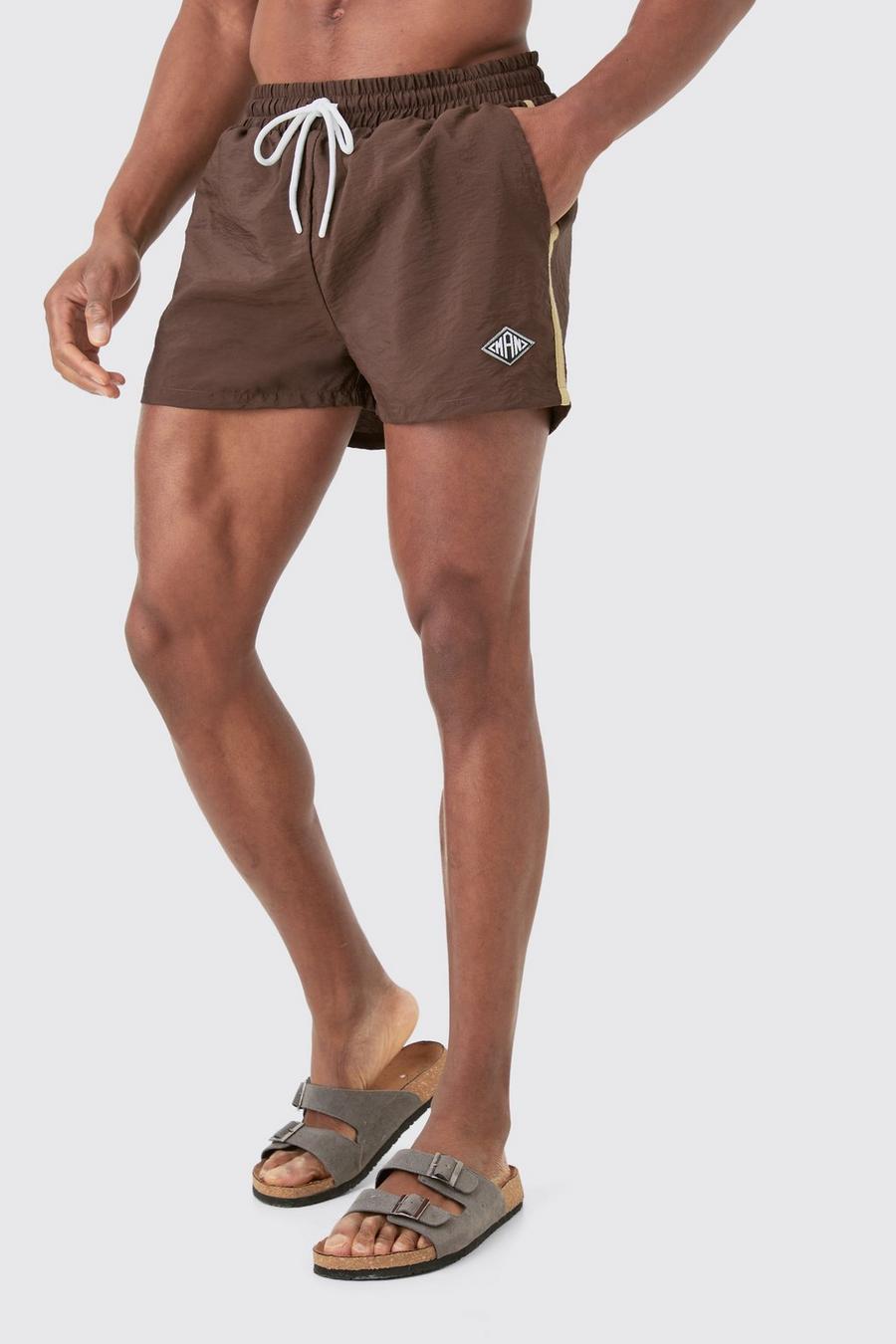 Costume a pantaloncino super corto Man a losanghe effetto goffrato, Brown image number 1