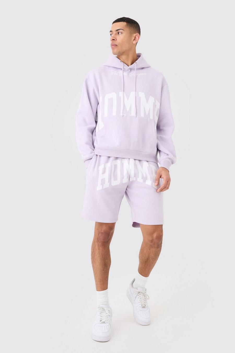 Lilac Homme Oversize hoodie och shorts