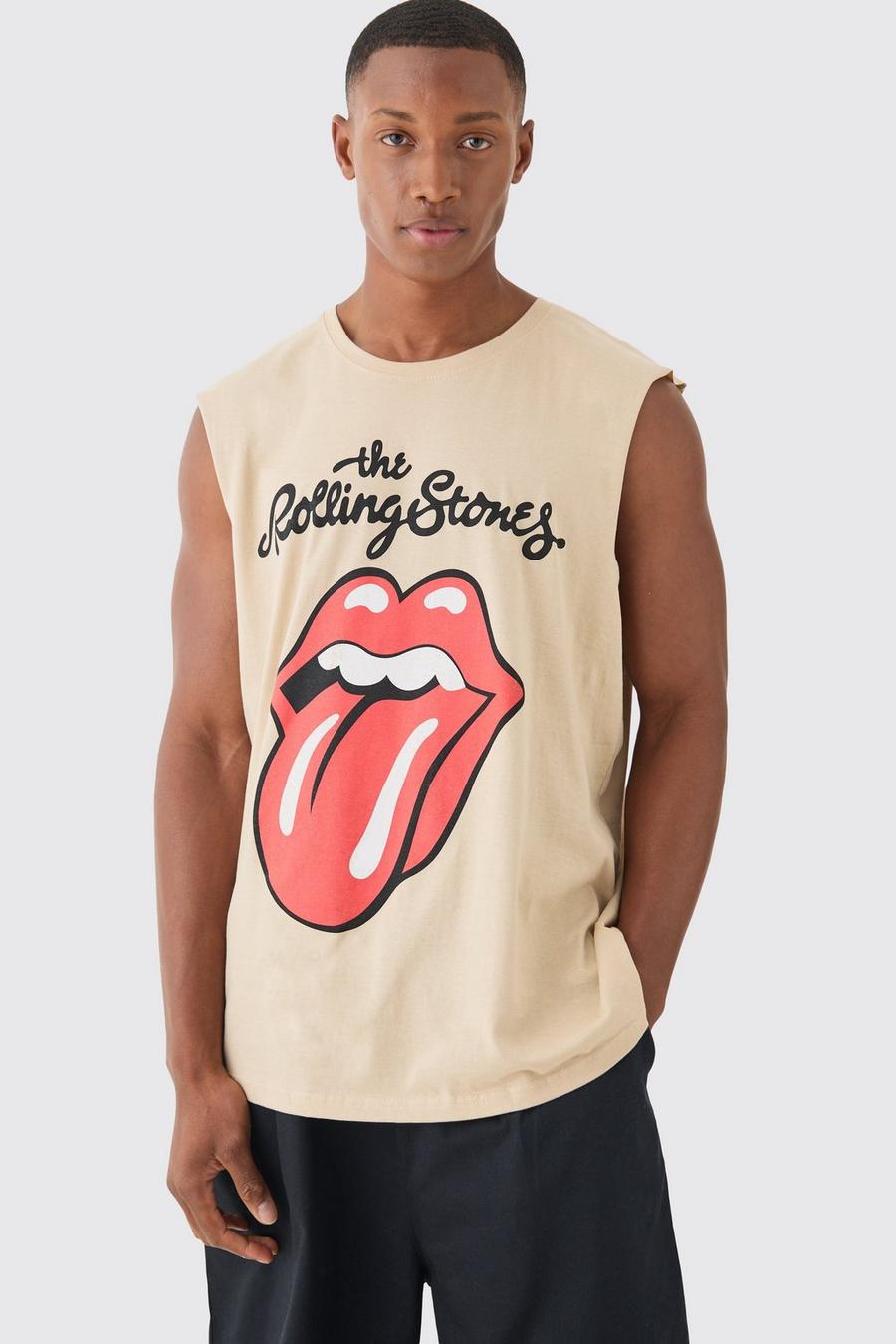 Sand Oversized Rolling Stones License Tank image number 1