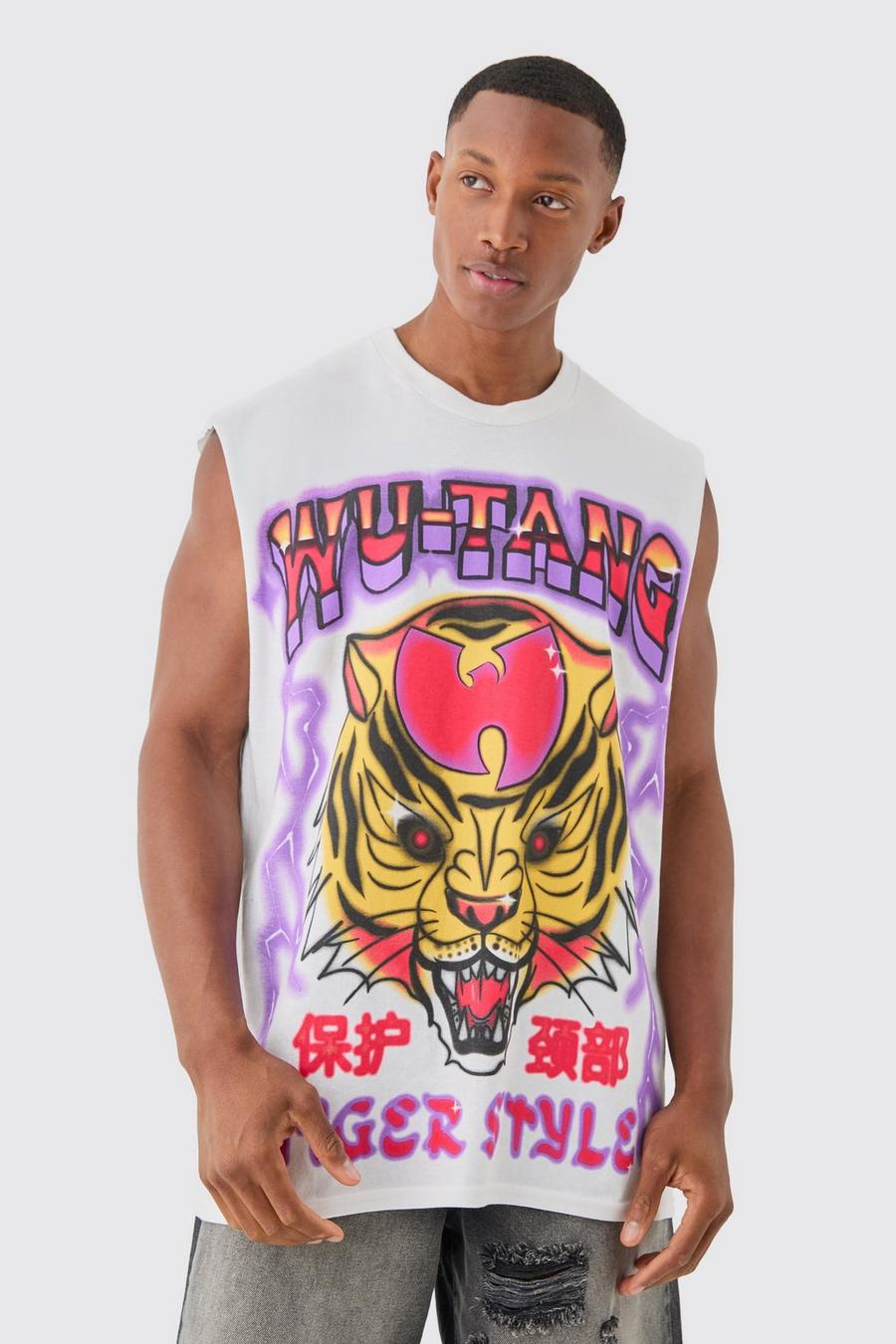 White Oversized Large Scale Wu Tang License Tank image number 1